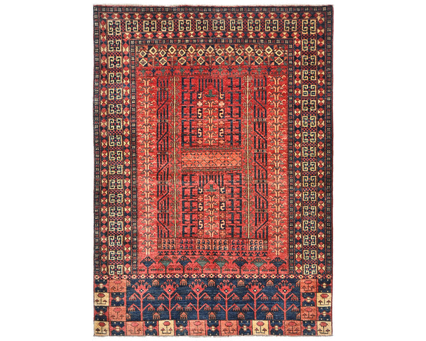 5x7 Rust Ersari Afghan Hand Knotted Veg Dye Wool Area Rug